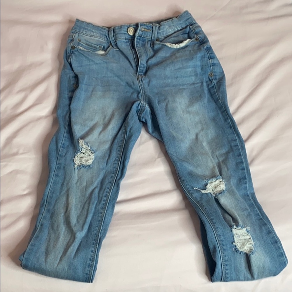 Distressed high-rise jeggings
